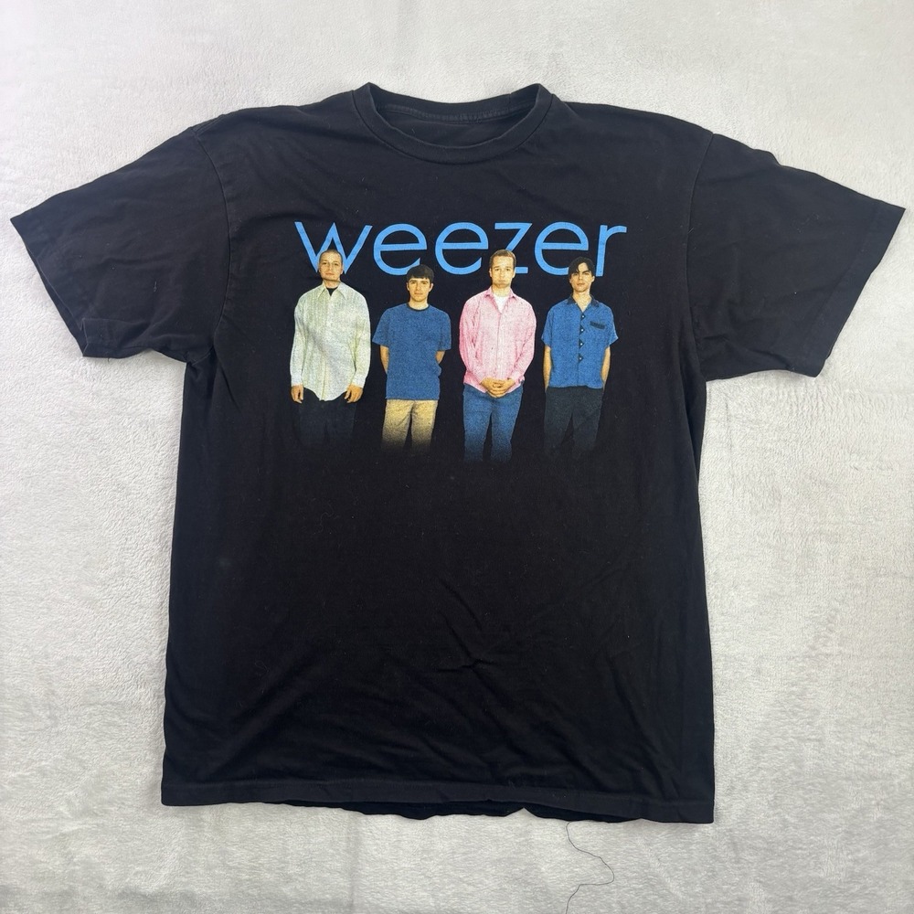 Y2K Weezer Blue Album Black Short Sleeve Graphic Band Shirt Men's Medium